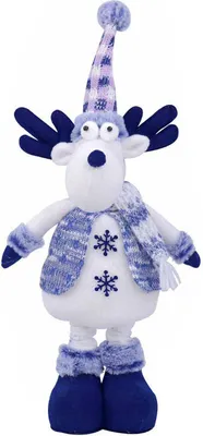 Produktbild von Weihnachtsplüschfigur mit langen Beinen, stehend, Weihnachtsmann, Schneemann, Rentier, mit dehnbaren Beinen, für die winterliche Weihnachtsdekoration