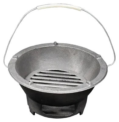 Produktbild von Tragbarer Holzkohlegrillofen aus Gusseisen 20 cm mit Griff für Outdoor und Camping