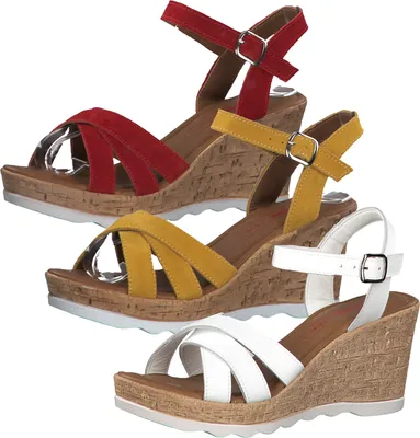Produktbild von s.Oliver 5-28301-24 Damen Sandalen Plateau Sandaletten Keilabsatz, Größe:37 EU, Farbe:Gelb