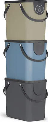 Produktbild von Rotho Mülltrennsystem 25L Albula - 3er Set Mülleimer - Abfalleimer je 40,0 x 23,5 x 43,5 cm - Müllbehälter mit Deckel und Griffen - Inkl. Aufklebern