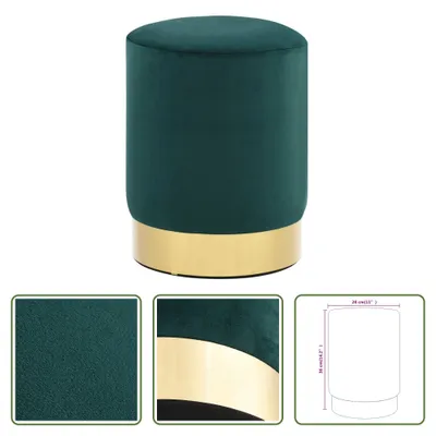 Immagine prodotto di The Living Store Sgabello Verde scuro e velluto dorato