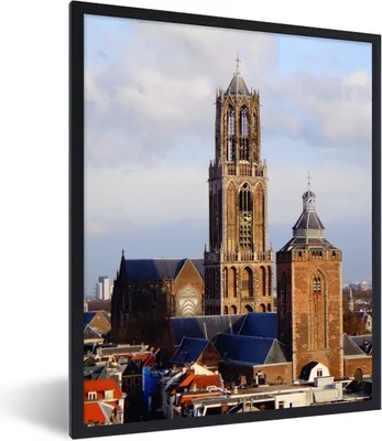 Produktbild von MuchoWow® Gerahmtes Poster Domturm - Niederlande - Utrecht 60x80 cm - Poster mit Schwarzem Bilderrahmen Wandposter Rahmen Foto Bilder - Premium - Wanddeko Wohnzimmer