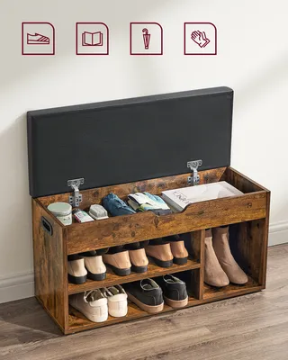 Immagine prodotto di Panca per scarpe VASAGLE con vano portaoggetti, 3 scomparti aperti, lunghezza 80 cm, marrone