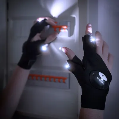 Obrázok produktu pre InnovaGoods Gleds LED svetelné rukavice - 2 kusy, dobíjacie rukavice s integrovanými LED diódami na pracovné a vonkajšie použitie