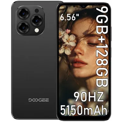 Produktbild von DOOGEE N55 Android 14 Smartphone, 9GB+128GB(erweiterbar auf 1 TB), 6,56'' HD+ 90Hz 5150mAh, 13MP+8 MP Kamera, 4G Dual-SIM, Gesichtserkennung, Schwarz