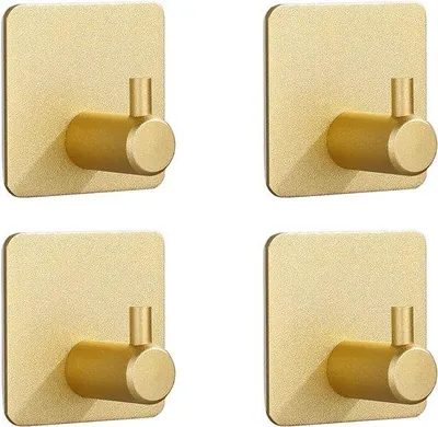 Produktbild von Klebendes Stahlhaken Set, goldfarben, für Stellhaken, Türhaken, Badhaken