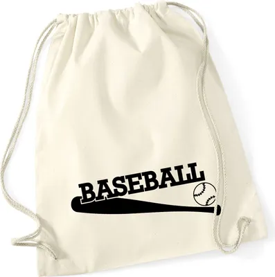 Produktbild von Huuraa Turnbeutel Baseball Baseballschläger 12 Liter Natural Baumwolle Rucksack Geschenkidee