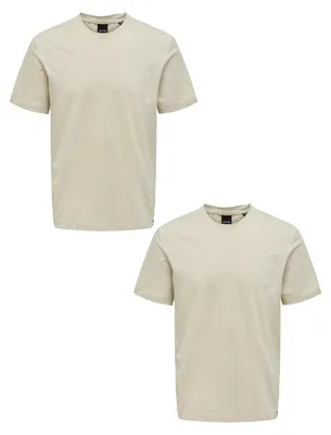 Produktbild von ONLY & SONS T-Shirt 2er-Set Rundhals Kurzarm Größe: S