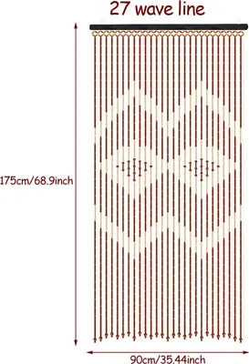 Image de Rideau décoratif en bambou - Rideau de porte, séparateur de pièce - 90 x 175 cm - 27 brins - 1 panneau - Marron