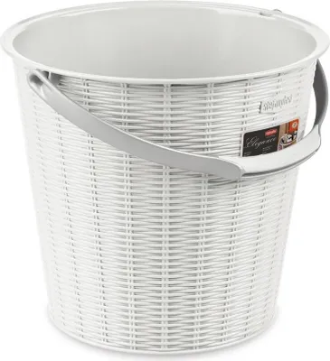Produktbild von Stefanplast Elegance Eimer Rattan Weiß 29.5 x 29.5 x 27 cm