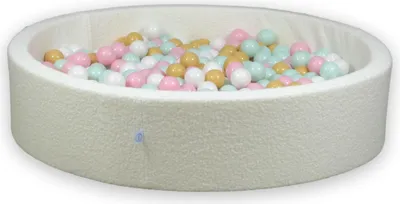 Produktbild von Dry Pool 130x30 Boucle White 600 Bälle: weiß, hellmint, hellrosa, beige