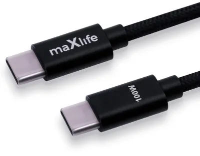 Productafbeelding van Gevlochten kabel Maxlife MXUC-12, Type-C - Type-C, Versterkte connectoren, 2 meter