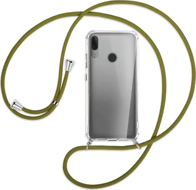 Produktbild von Handykette Backcover-Schutzhülle mit Band (Metall silberfarben) für Motorola Moto E6 Plus - khaki