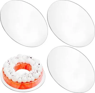 Immagine prodotto di Famanu, base per torta rotonda, 26 cm - Set da 3 - Acrilico - Antiscivolo - Riutilizzabile