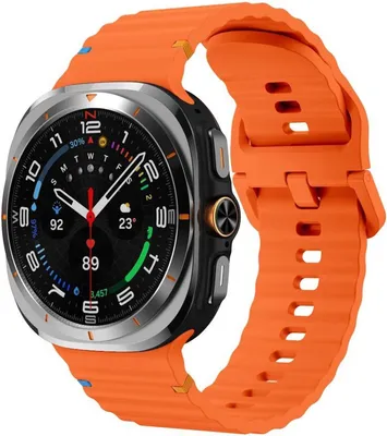Produktbild von Für Samsung Galaxy Watch 8 / 8 Classic Design Wellenstruktur Silikon Armband Orange Größe: L