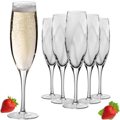 Produktbild von IMPERIAL gemusterte Sektkelche 170ml Set 6-Teilig Sektgläser "Glamour" Champagnergläser aus Crystalline Glas Handmade