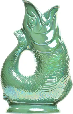 Produktbild von Gluckigluck Wasserkaraffe mit Gluckergeräusch, handgefertigt, ikonisches Design, Farbe:Seegrasgrün schimmernd, Fassungsvermögen:1,2 L