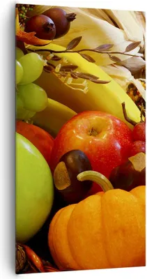 Produktbild von Bild auf Leinwand - Leinwandbild - Weidenkorb Obst Gemüse - 65x120cm - Wand Bild - Wanddeko - Leinwanddruck - Bilder - Kunstdruck - Wanddekoration - Leinwand bilder - Wandkunst - PA65x120-0406