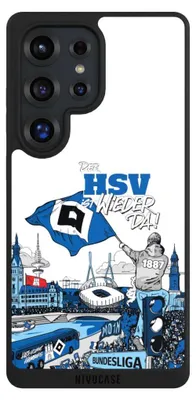 Produktbild von NIVOCASE Handyhülle für Samsung Galaxy S25 Ultra  Hülle NIVOpure Case Schwarz Aufstieg Hamburger SV Offizielles Lizenzprodukt
