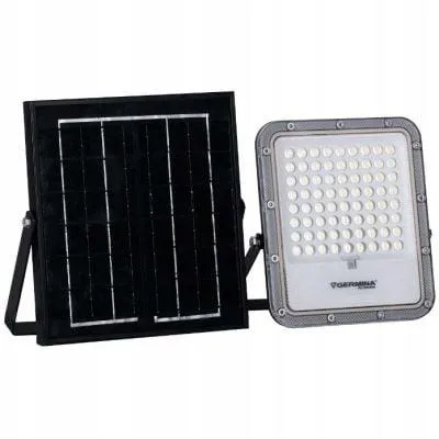 Zdjęcie produktu dla GERMINA Naświetlacz LED Reflektor solarny 50W lampa zewnętrzna z panelem słonecznym IP65 z pilotem