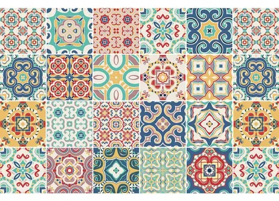 Obrázok produktu pre Samolepiace nálepky na obklady do kuchyne a kúpeľne – 24 nálepiek v štýle azulejos, Chaparro – 24 nálepiek, 10 x 10 cm
