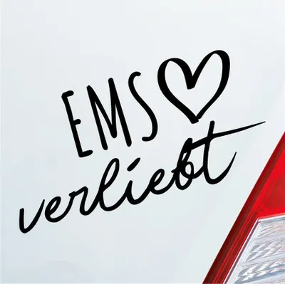 Produktbild von Auto Aufkleber Ems verliebt Herz Fluss River Wasser Water Liebe Car 19x10 cm Schwarz Glanz Sticker Heckscheibenaufkleber