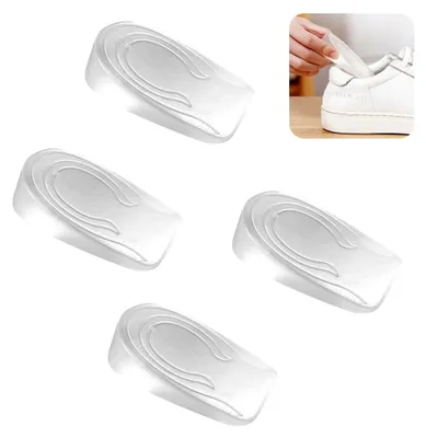 Produktbild von 2 Paar Gel Fersenpolster Fersenkissen, 1cm Fersenkeil Achillessehne | Fersensporn Achillessehne Einlagen Gel,Transparente Height Increase Insoles,Silikon Fersenkissen Erhöhung für Männer,Frauen