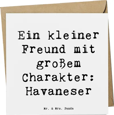 Produktbild von Mr. & Mrs. Panda Glückwunschkarte Spruch Havaneser Freund - Weiß - Geschenk, Hunde, Hunderassen Pflege, Hunderasse, faltkarte, Klappkarte, großer Charakter, verspielt