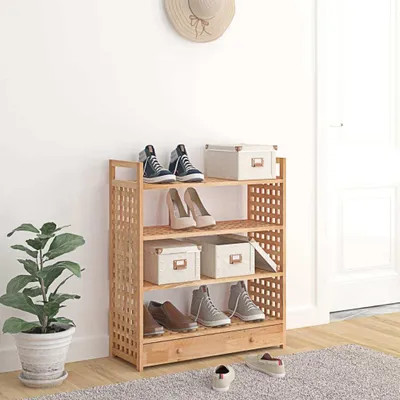 Obrázek produktu pro The Living Store Botník se zásuvkou 70x27x81 cm, ořechový masiv