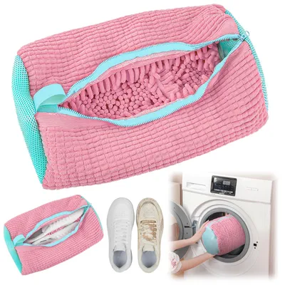 Schuhwaschbeutel für Waschmaschine, 1 Stück, pink, 39x19 cm
