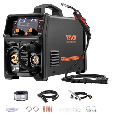 Obrázok produktu pre VEVOR Pro MIG zváračka, 200 A pluse MIG zváračka, bezvzduchová MIG, plynová MIG, MMA a lift TIG s IGBT invertorovou technológiou a LCD displejom