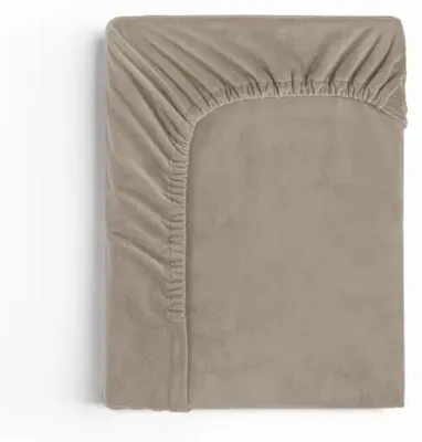 Productafbeelding van Sleeptime Velvet hoeslaken Taupe/Grijs 90 x 200 cm