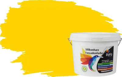 Produktbild von RyFo Colors Silikonharz Fassadenfarbe Lotuseffekt Trend Kanariengelb 3l - bunte Fassadenfarbe, weitere Gelb Farbtöne und Größen erhältlich, Deckkraft Klasse 1