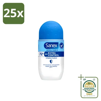 Productafbeelding van 25 x Sanex Deo Roll-on Dermo Extra Control - 53 ml - Voorraadverpakking - 25 stuks
