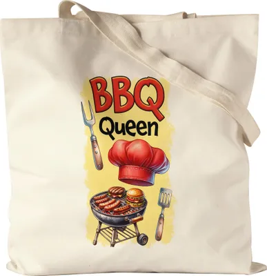Produktbild von BBQ Queen Grillmeisterin Schürze und Grill lustiger Grill Humor Jutebeutel