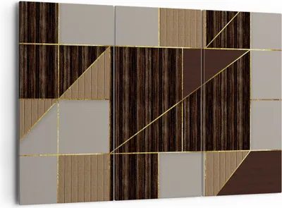 Produktbild von Bild auf Leinwand - Leinwandbild - 3 Teile - Rechtecke Quadrate Braun - 165x110cm - Wand Bild - Wanddeko - Wandbilder - Leinwanddruck - Bilder - Wanddekoration - Leinwand bilder - CE165x110-4610