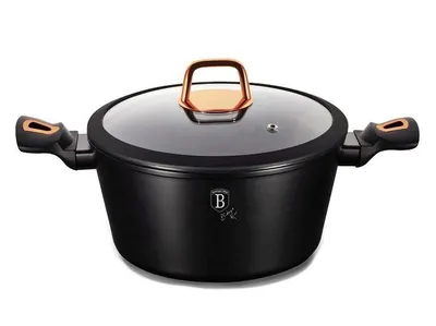 Zdjęcie produktu dla Rondel z pokrywką Powierzchnia marmurowa 20 cm Kolekcja Black Rose BERLINGERHAUS BH-1641