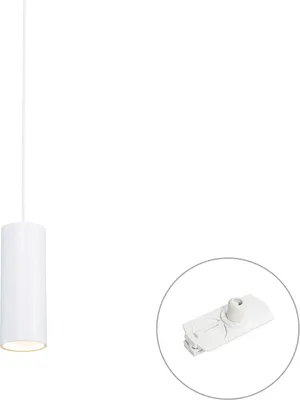 Produktbild von QAZQA Professional - Modern Design-Pendelleuchte I Pendellampe I Hängelampe I Pendellampe I Pendelleuchte I Lampe I Leuchte Weiß inkl. Schienenadapter 1-phasig - Iconic Tubo I Wohnzimmer I Schlafzimme
