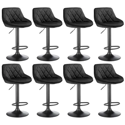 Produktbild von 8er Set Barhocker aus Samt Bistrohocker drehbar höhenverstellbar Barstuhl Schwarz
