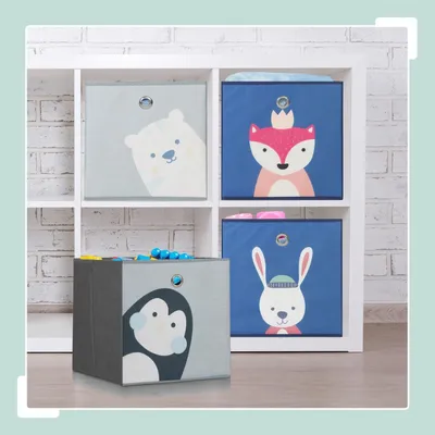 Immagine prodotto di Set di 4 scatole portaoggetti per bambini - pieghevoli, motivi animali