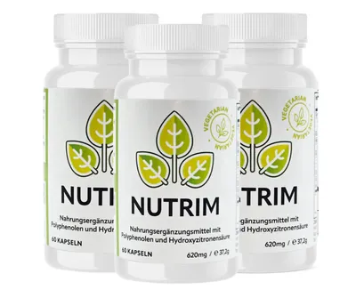 Produktbild von NUTRIM SET 3 x 60 vegane Kapseln mit Knotentang, Ingwer, Grünem Tee, Grünem Kaffee und Kardamom