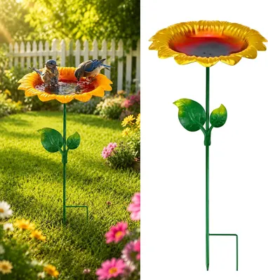 Imagen del producto de Bebedero para pájaros de hierro inoxidable, con un diámetro de 20 cm, resistente a las heladas, ideal para el jardín