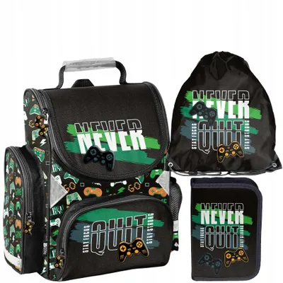 Immagine prodotto di Set da 3 pezzi di zaini per scuola per bambine e bambini GAME – Zaino Paso, astuccio, borsa con imbottitura