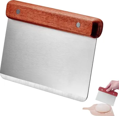 Produktbild von Edelstahl Teigschaber, 20 x 13 cm, Ergonomisch, Für Brot, Kuchen und Pizza, Für Küche