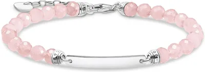 Produktbild von THOMAS SABO Armband Gravurplatte Silber Rosa Rosenquarz-Bead