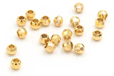 Produktbild von Vintageparts Zwischenperlen Messing 24k Goldbeschichtung facettiert 3x2,5 mm, 20 Stück