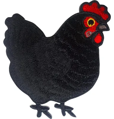 Hahn-Aufnäher, gestickter Patch, 2,6x7 cm, schwarz, klassisch