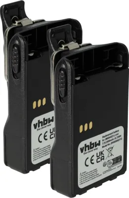 Produktbild von vhbw 2x Akku kompatibel mit Motorola GP638 PLUS, GP644, GP688, PRO5150 ELITE Funkgerät, Walkie Talkie (2600 mAh, 7,2 V, Li-Ion) + Gürtelclip