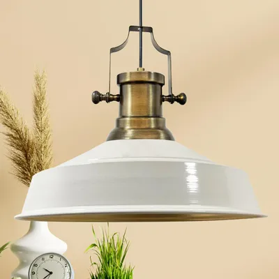 Produktbild von Asletl Hängelampe Industrial aus Metall 41 cm, Küchenlampe Vintage E27, Wohnzimmerlampe Hängend Vintage, Pendelleuchte Esstisch - Weiß