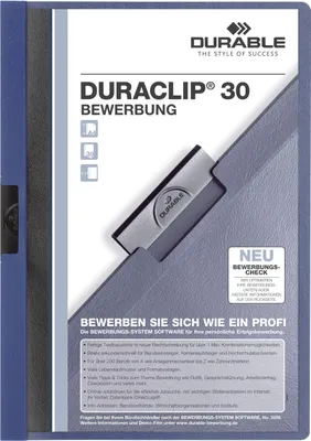 Produktbild von Bewerbungsmappe Duraclip für 30 Blatt A4 dunkelblau Packung mit 25 Stück